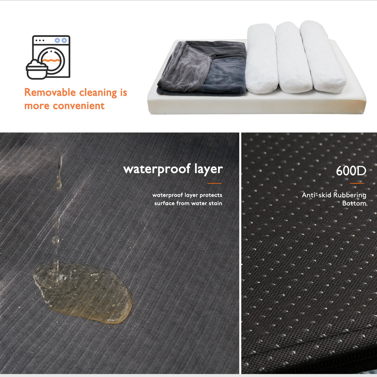 Bingopaw Orthopedic Dog Bed With Bolster And Washable Cover