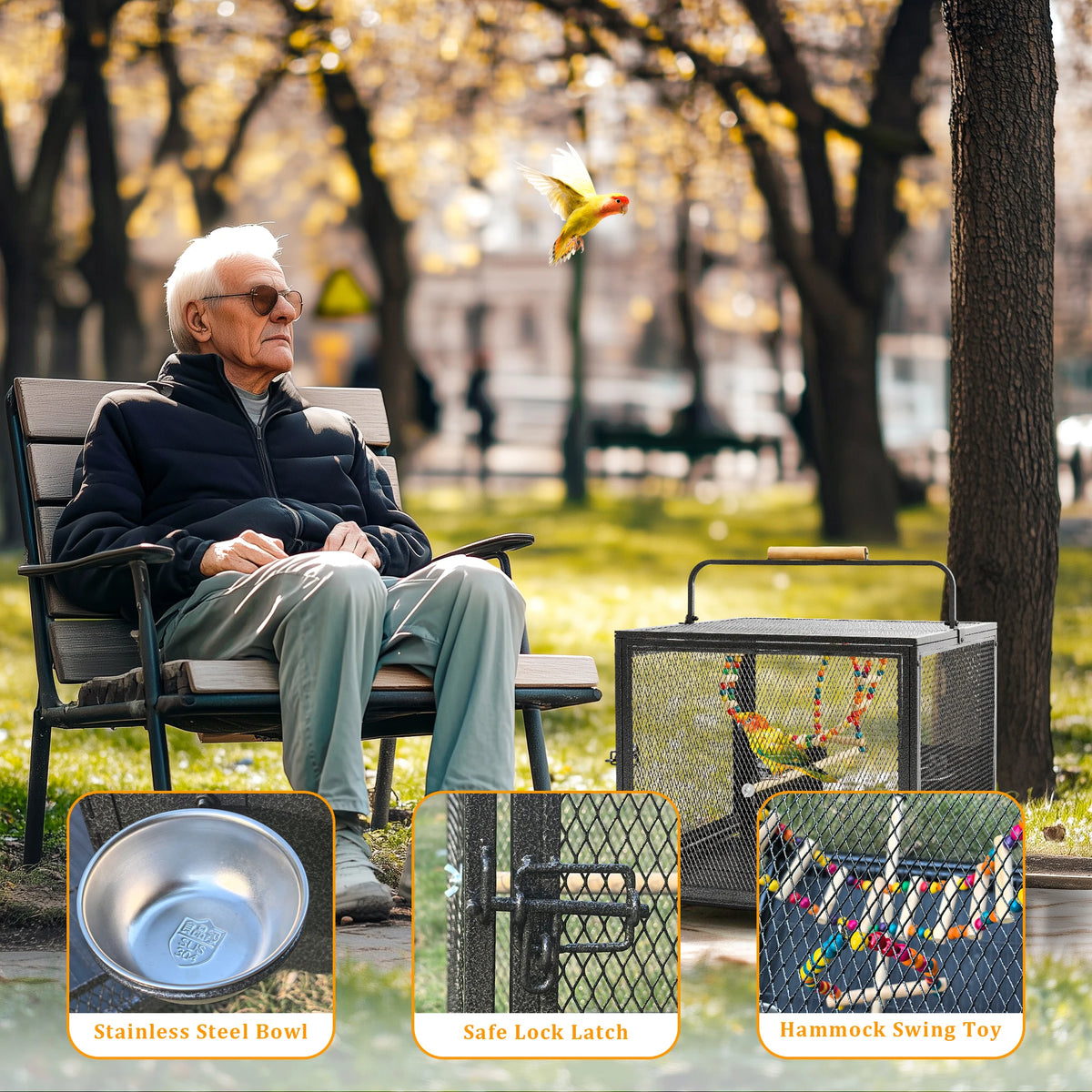Durable Metal Bird Flight Cage With Swing And Perch Stand