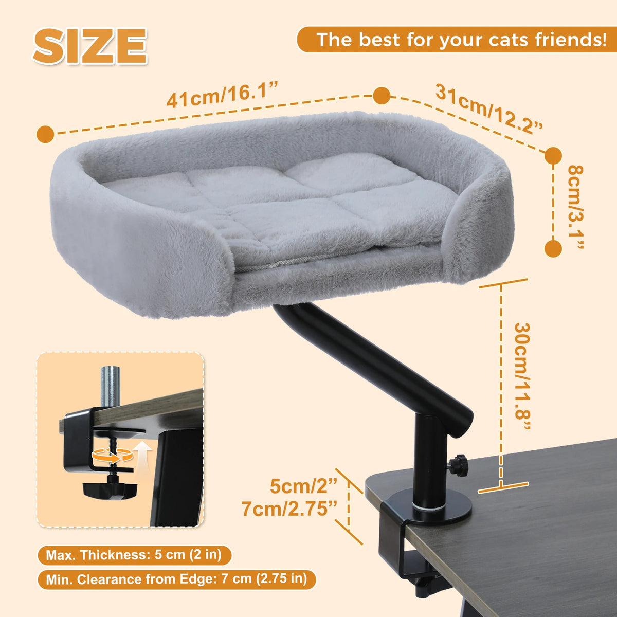 PAWZ Road Cat Desk Bed With 360 Rotatable Stand For Indoor Cats