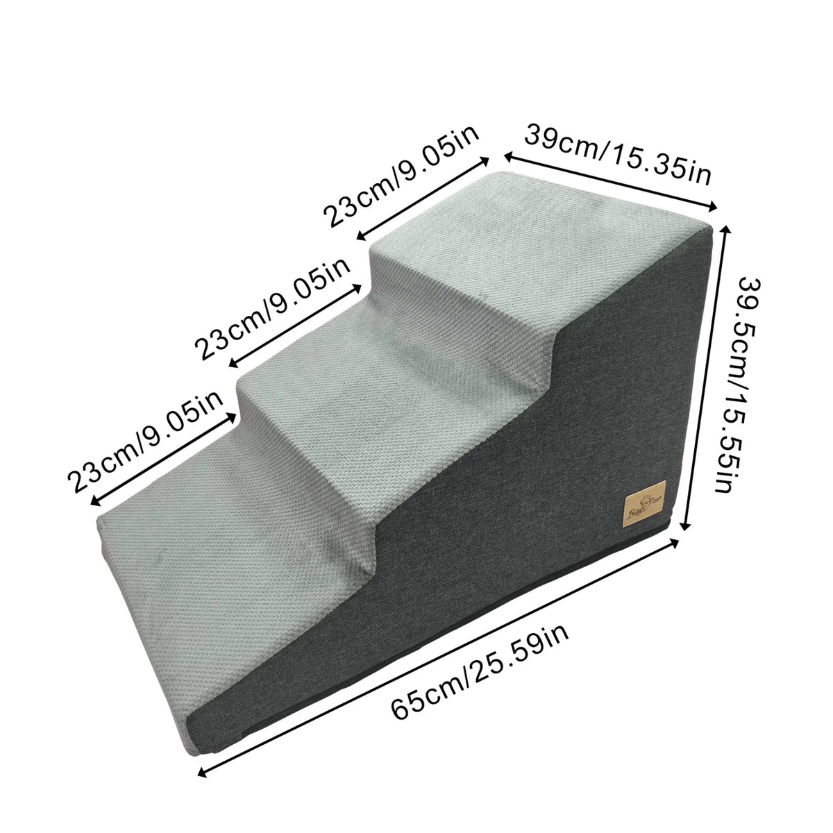 Balanced 3 Step Dog Stairs With Washable Fabric Cover