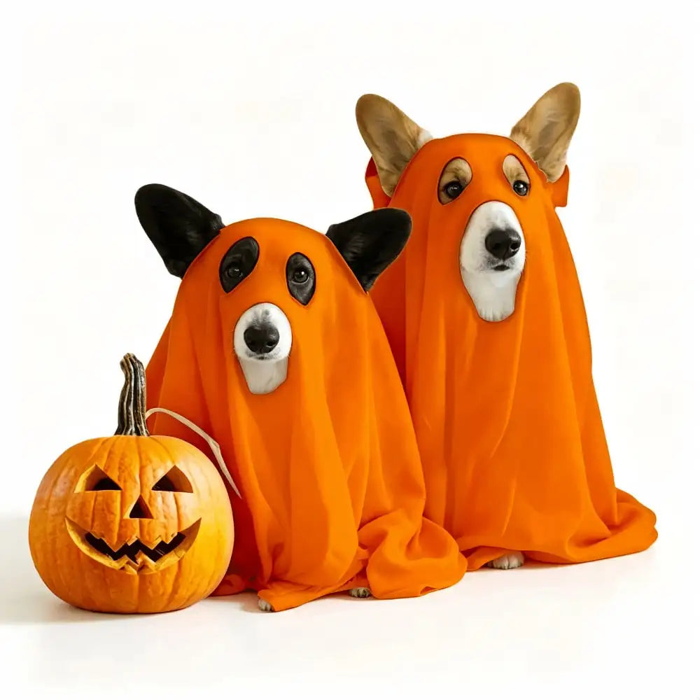 Halloween Ghost Pet Cape Costume With Reindeer Antler Headband