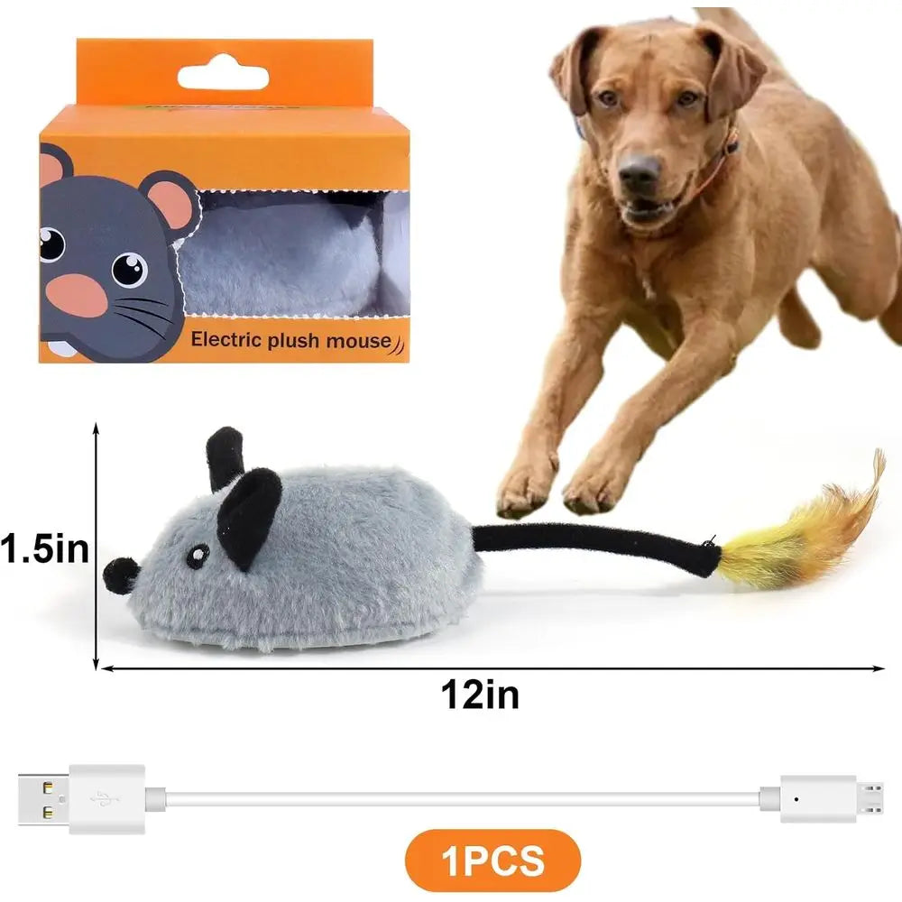 Automatic Interactive Dog Mouse Toy With Squeak And Led Lights