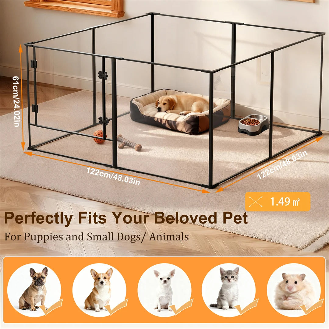 BINGOPAW 8 Panels Acrylic Dog Playpen Indoor Exercise Fence