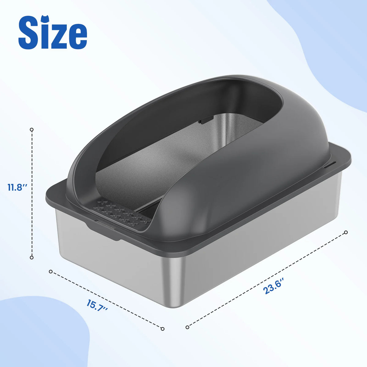 Stainless Steel Cat Litter Box Lid Scoop And Mat Included