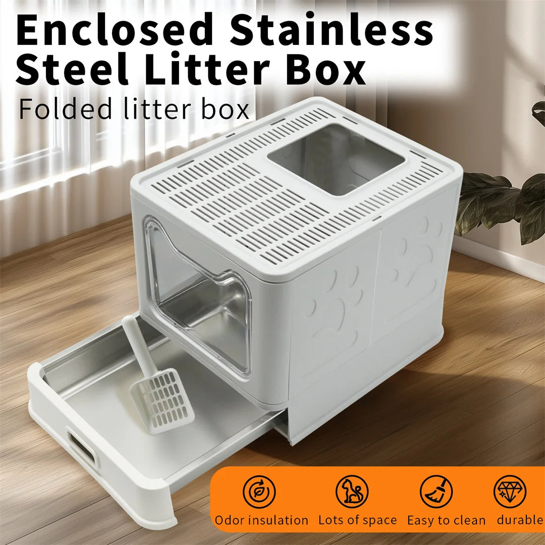 Bingopaw Front Entry Detachable Cat Litter Box With Steel Pan