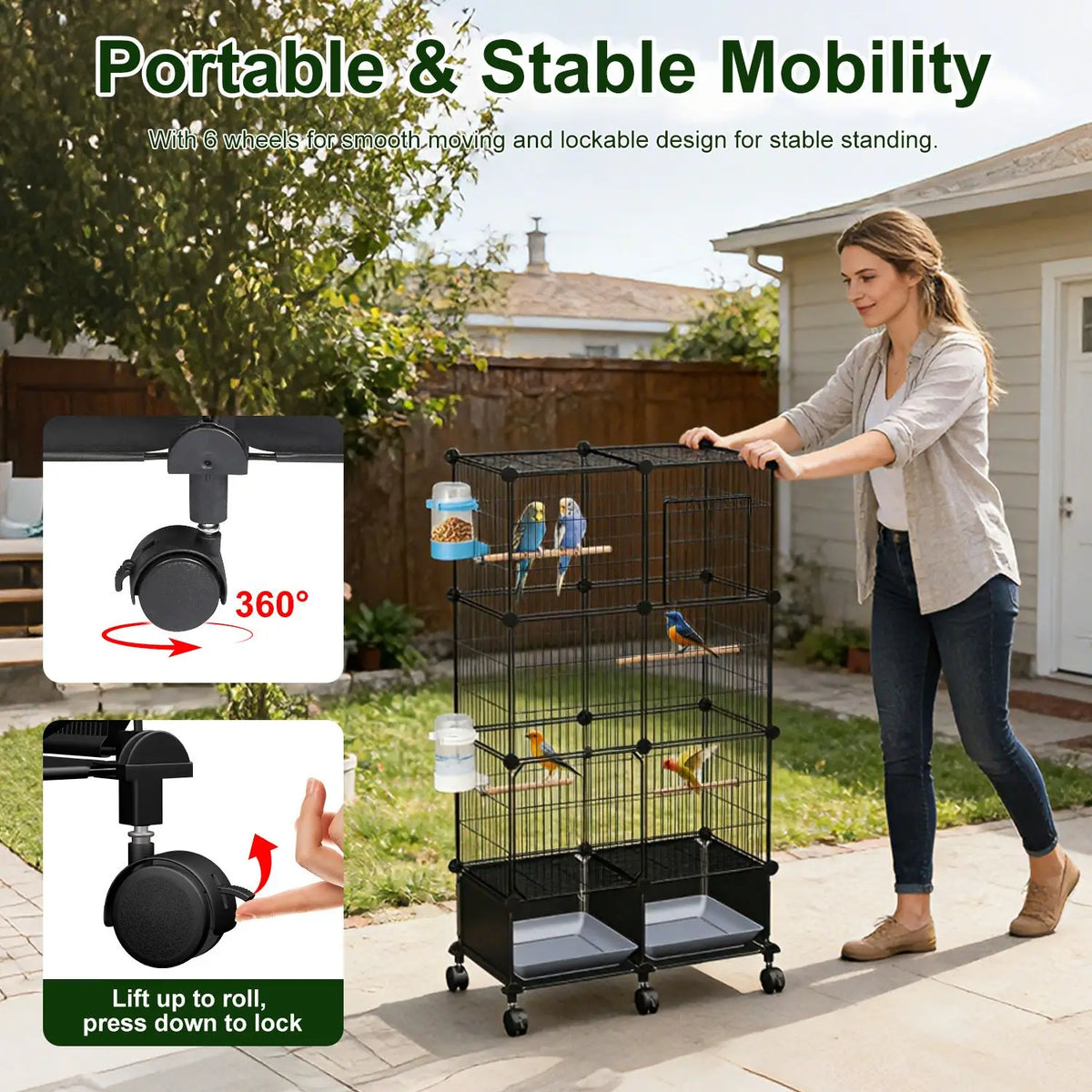 Indoor Bird Cage For Small Pets With Multiple Wood Perches