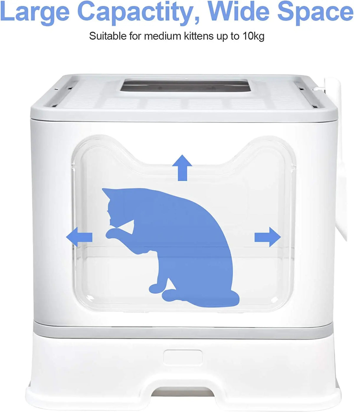 Hooded Cat Litter Box With Scoop And Foldable Drawer