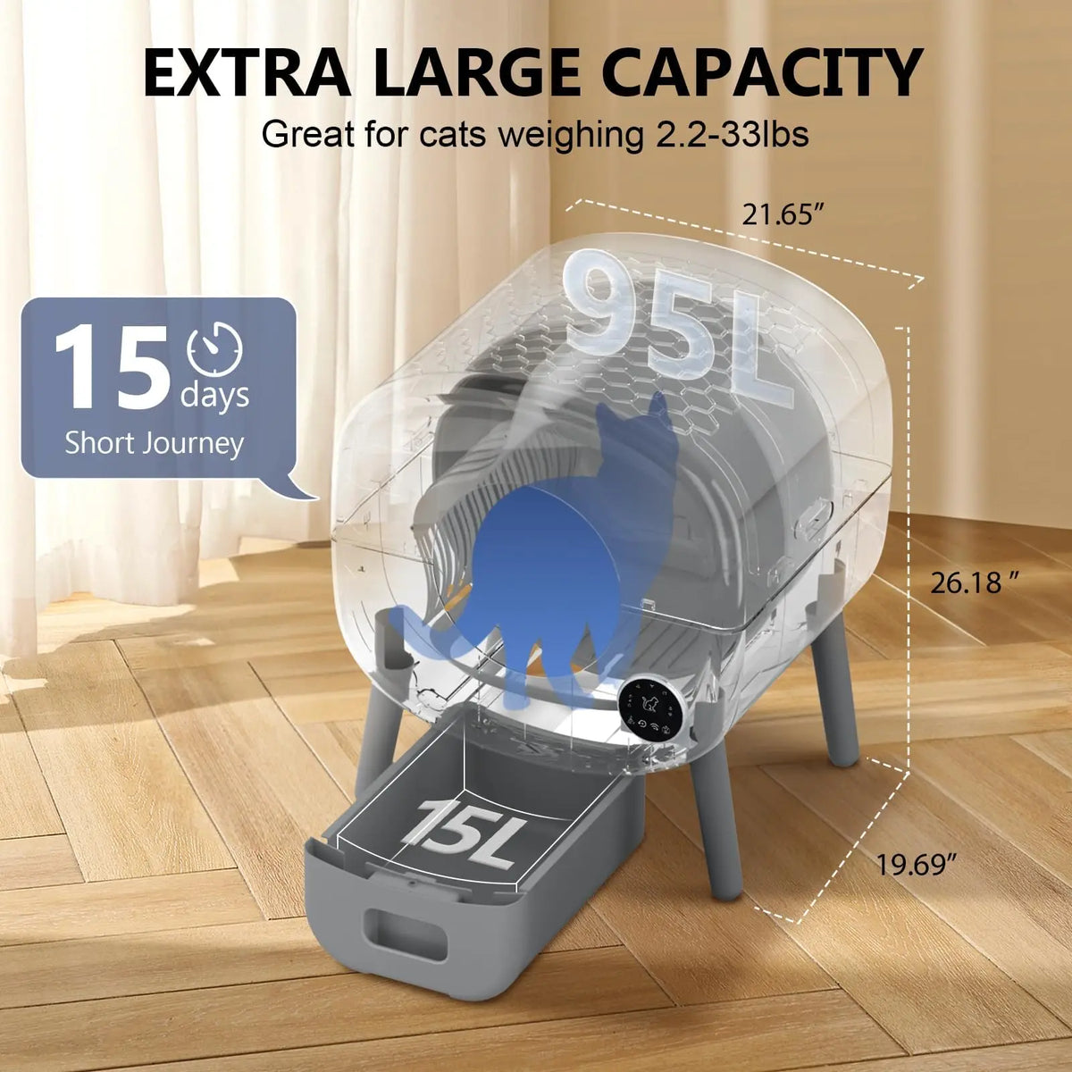 Smart Self Cleaning Cat Litter Box With App Control