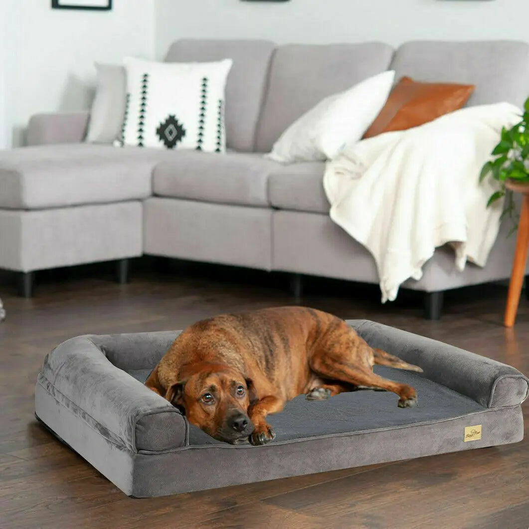 Bingopaw Orthopedic Dog Bed With Bolster And Washable Cover