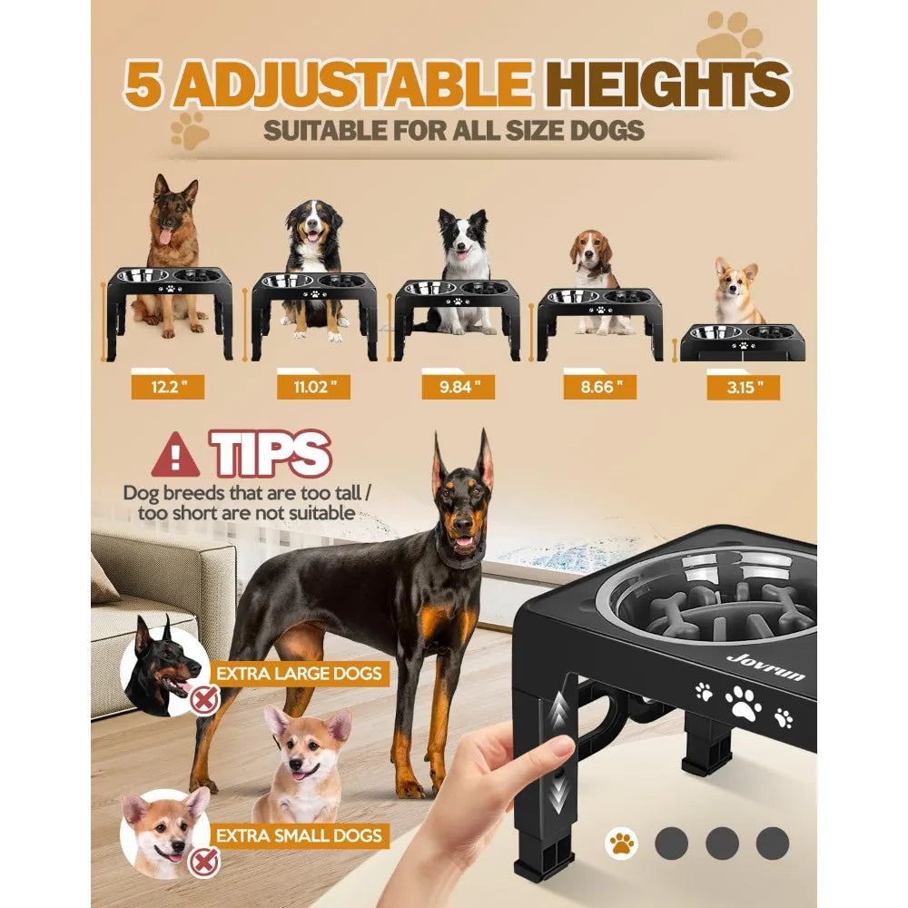 Nbvcx Adjustable Elevated Stainless Steel Dog Bowl Stand