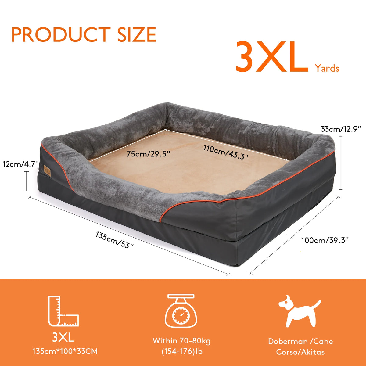 BINGOPAW Dog Bed Soft Anti Allergy Removable Washable Waterproof Cover