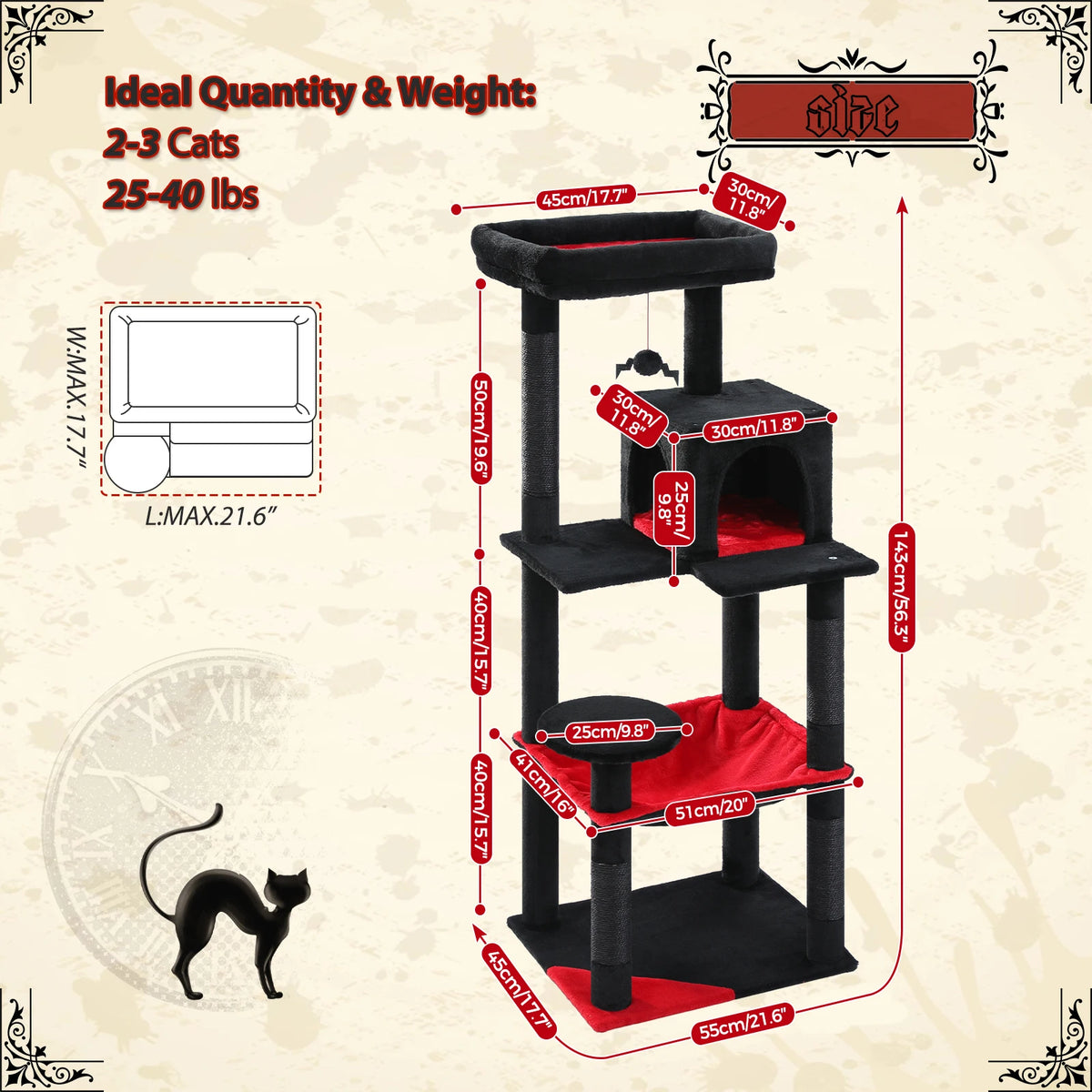 PAWZ Road Gothic Cat Tree With Hammock And Scratching Post