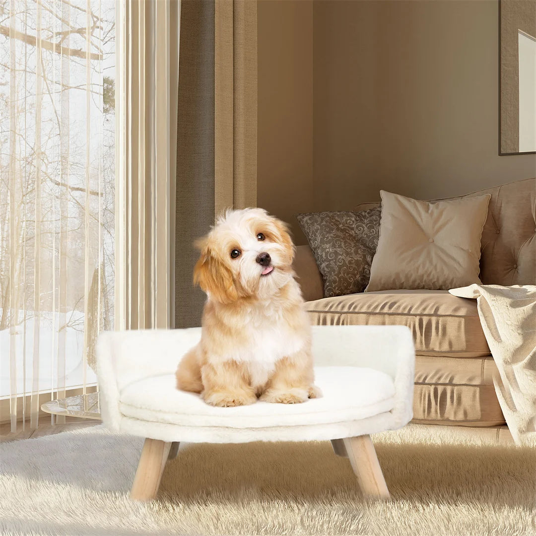 Bingopaw Waterproof Plush Cat Bed Nesting Chair With Wood Legs