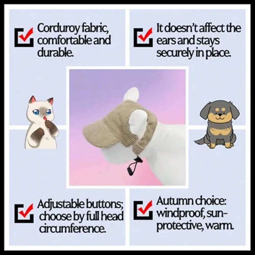 Dogs And Cats Baseball Sun Visor Hat With Ear Holes for Pets