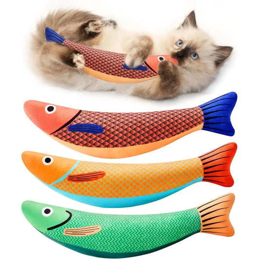 Catnip Fish Kicker Toys Crinkle Sound 3 Pack Plush