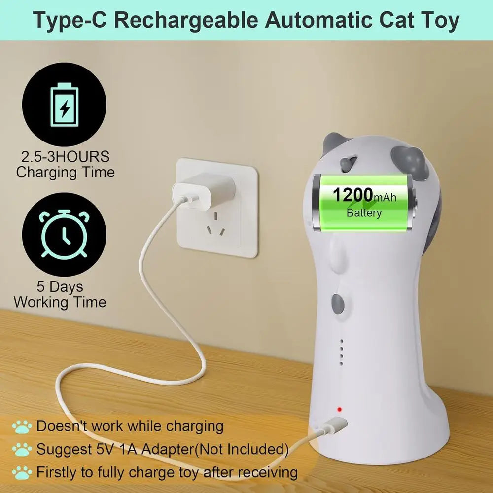 Rechargeable Automatic Motion Activated Cat Toy With Rotating Laser