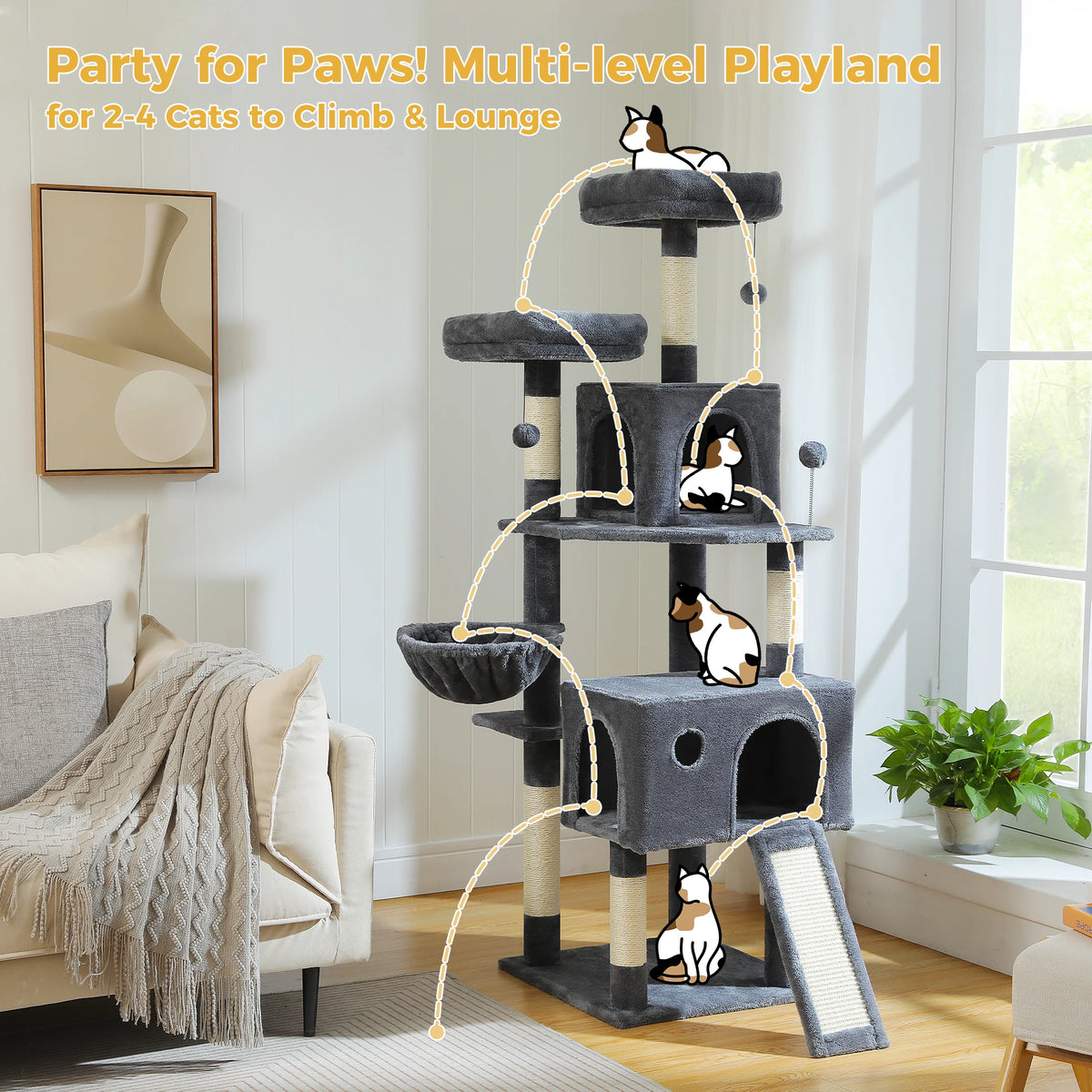 PAWZ Road Multi Level Cat Tree With Sisal Scratching Post