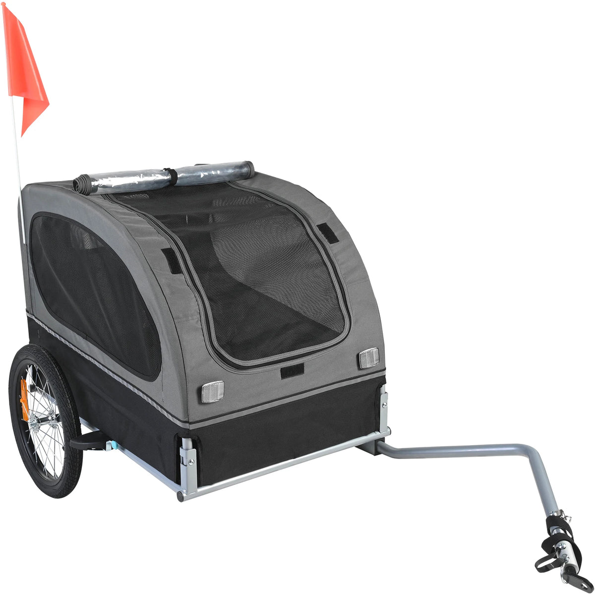 Collapsible Dog Bike Trailer With Reflective Markers And Secure Coupling