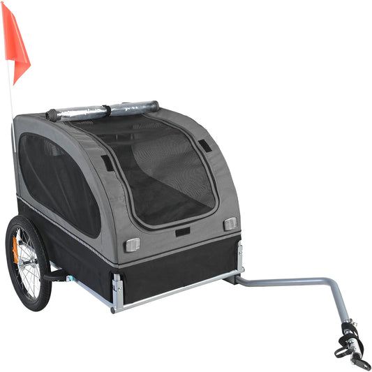 Collapsible Dog Bike Trailer With Reflective Markers And Secure Coupling