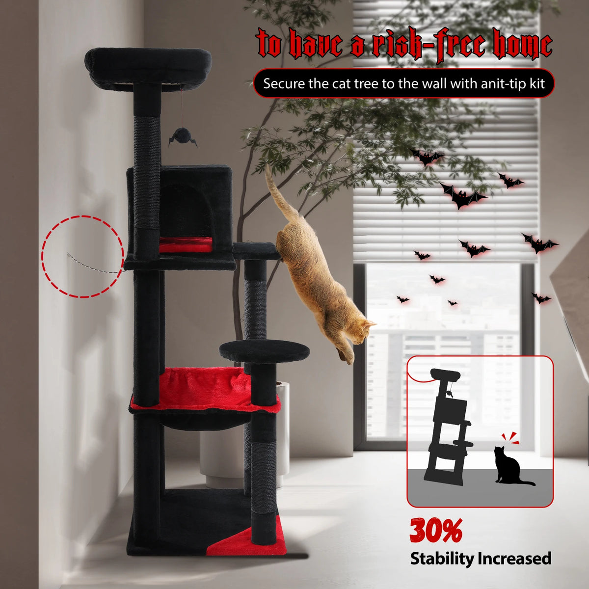 PAWZ Road Gothic Cat Tree For Indoor Cats, Tall Tower