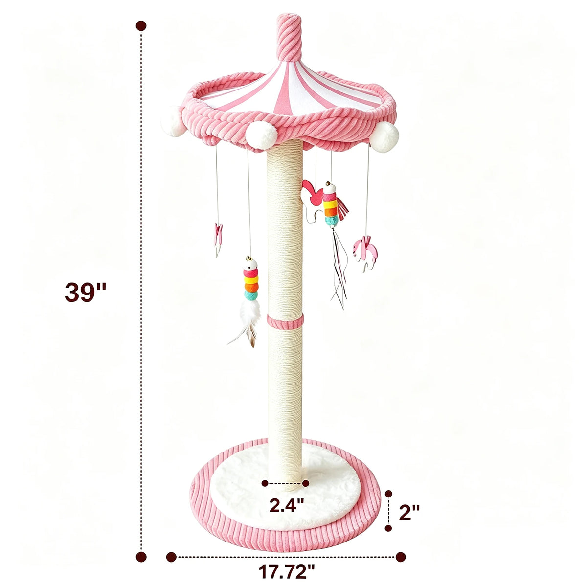 CWV Rotating Interactive Cat Scratching Post Sisal Tree Feather Teaser