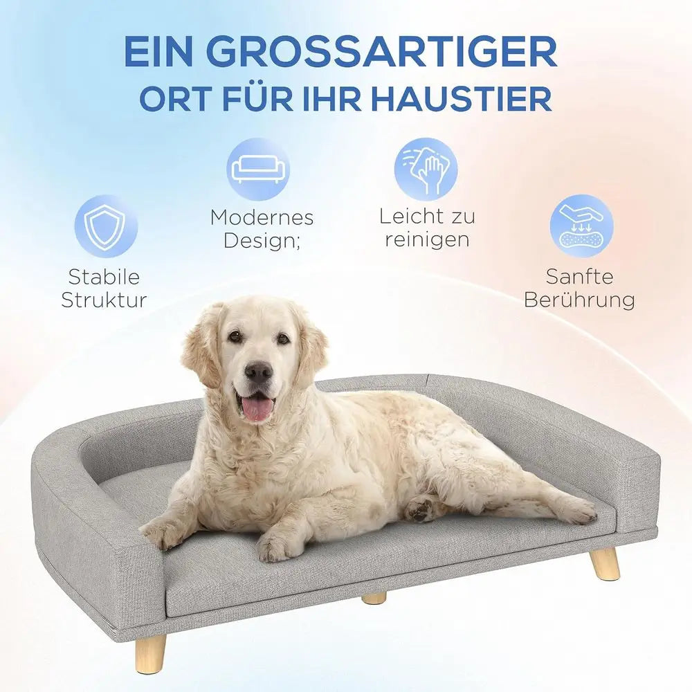 Luxury Wooden Pet Sofa Bed With Washable Cushion Cover