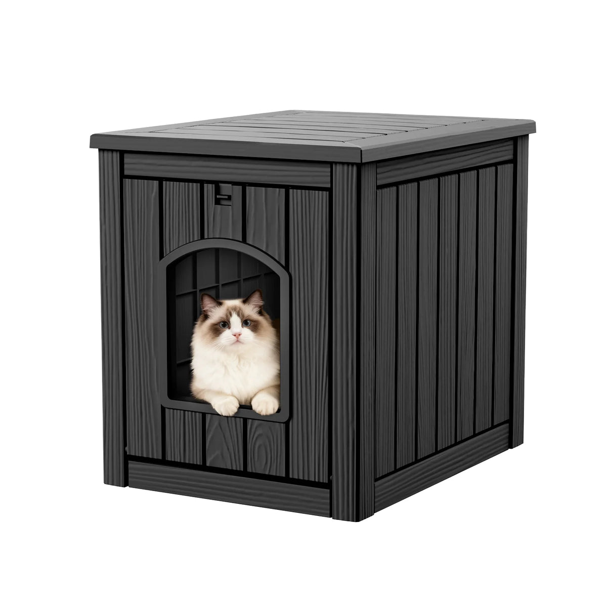 Resin Cat House End Table For Indoor Outdoor Pet Comfort