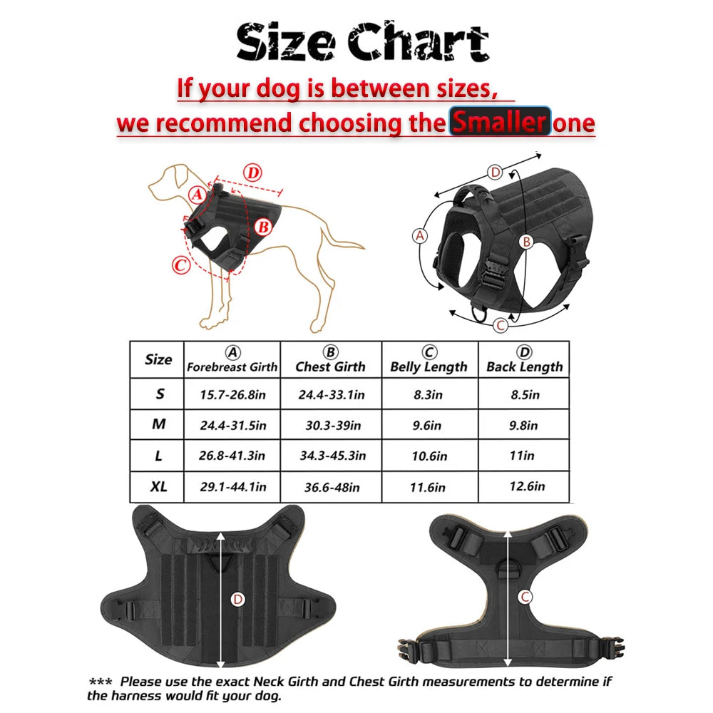 Tactical Dog Harness With Leash And Molle Pouches For Training