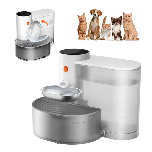 Booteely Wireless Stainless Steel Pet Water Dispenser Drinking Bowl