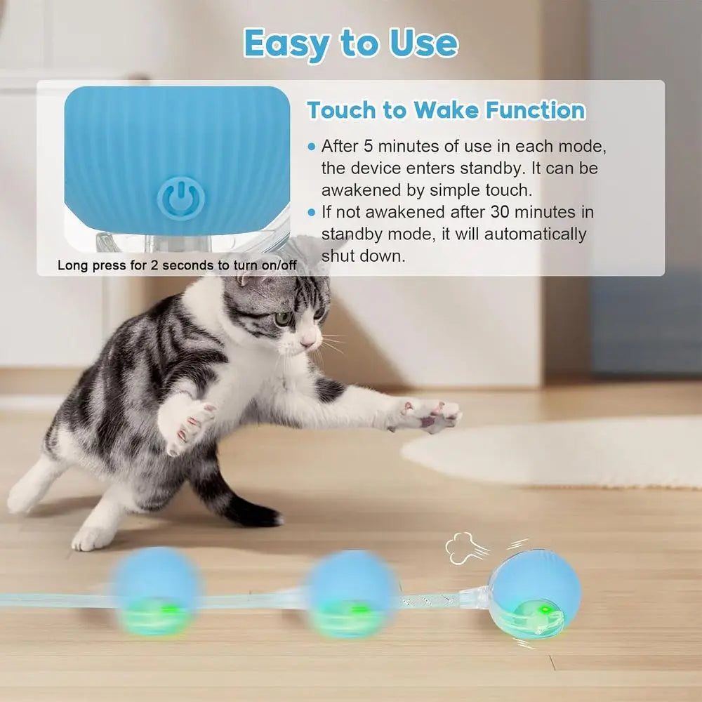 Interactive Rolling Pet Toy Ball With Elastic Mesh Tail