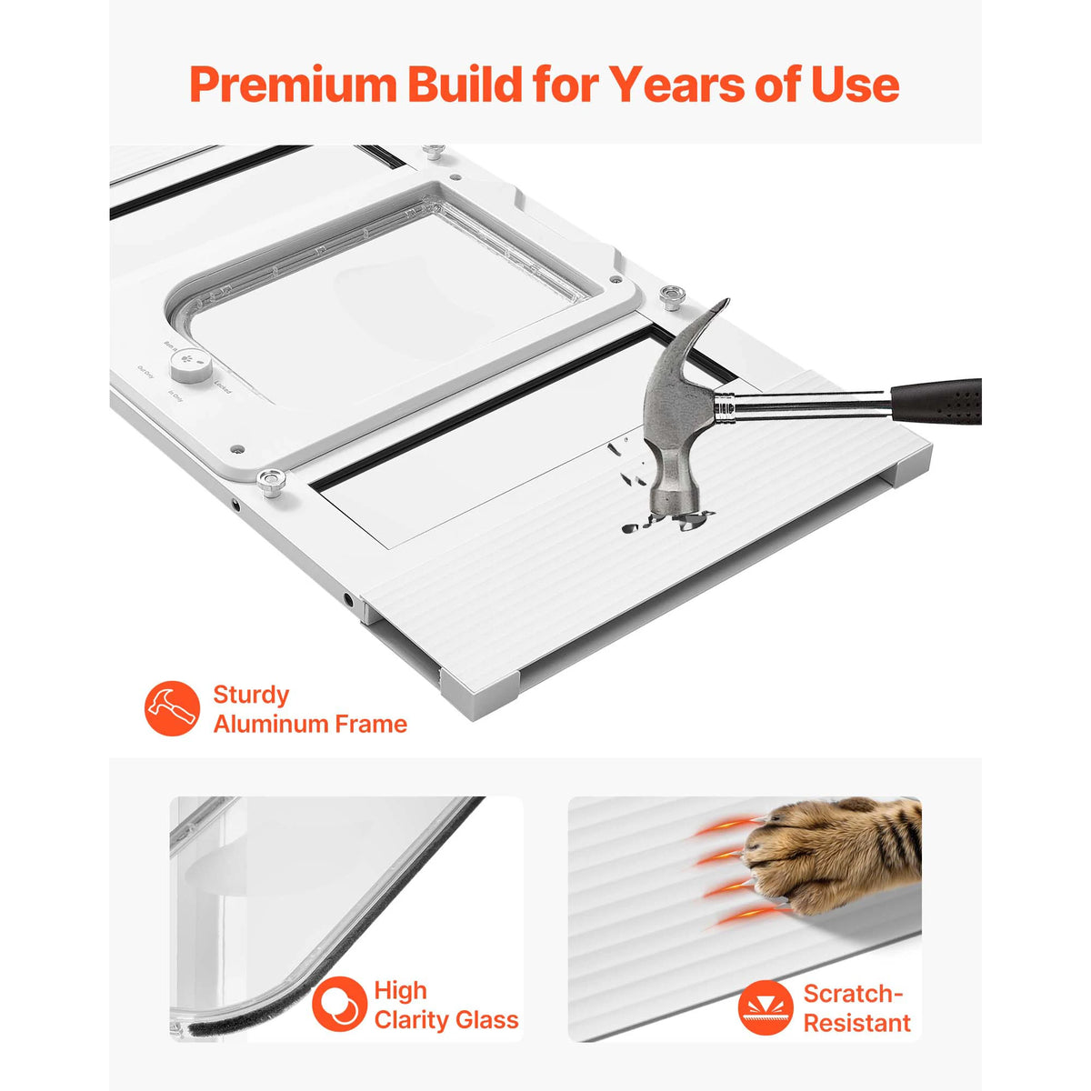 SucceBuy Adjustable Cat Door With Secure Locking Modes