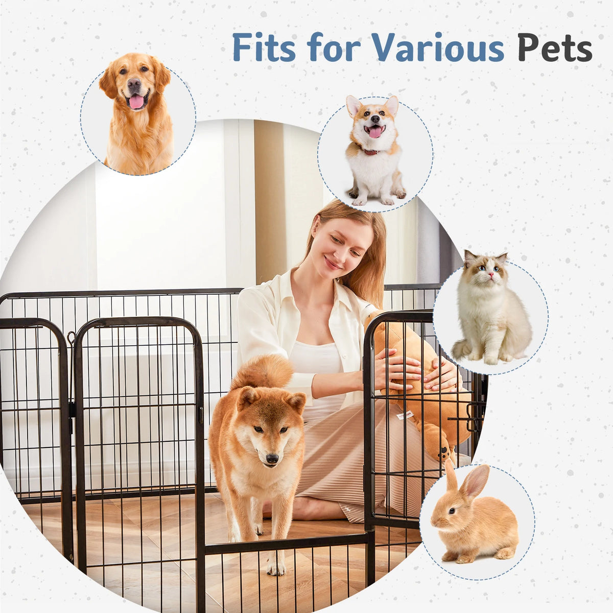 JHK Metal 8 Panel Dog Playpen Foldable Exercise Fence Yard