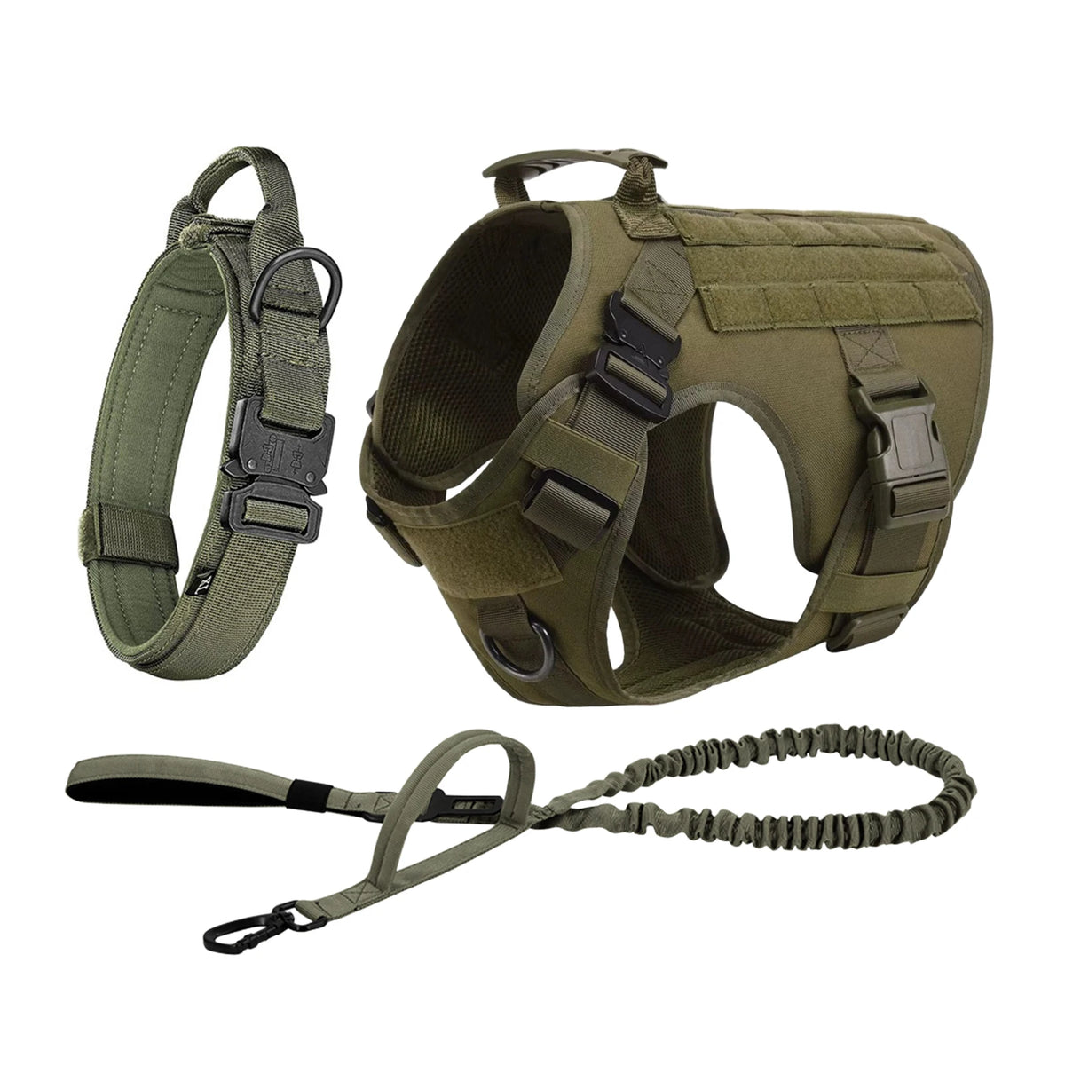 Tactical Dog Harness With Leash And Molle Pouches For Training