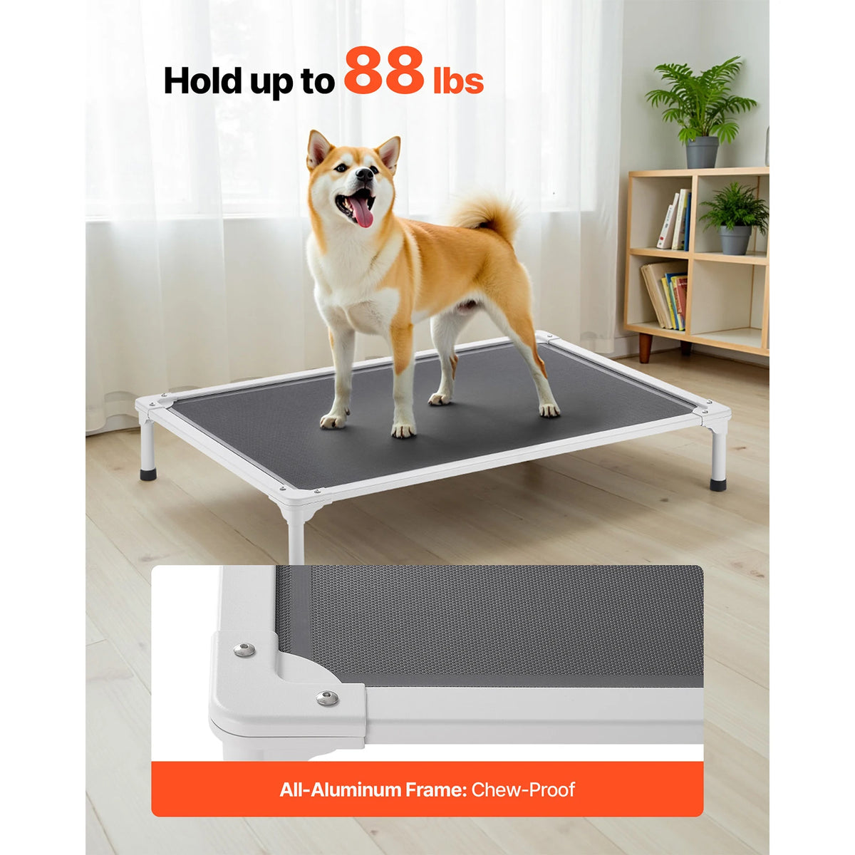 SucceBuy Elevated Dog Bed Portable Raised Cot With Breathable Mesh