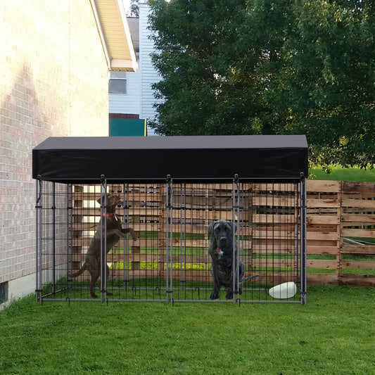 BINGOPAW Outdoor Dog Kennel With Waterproof Cover And Metal Frame