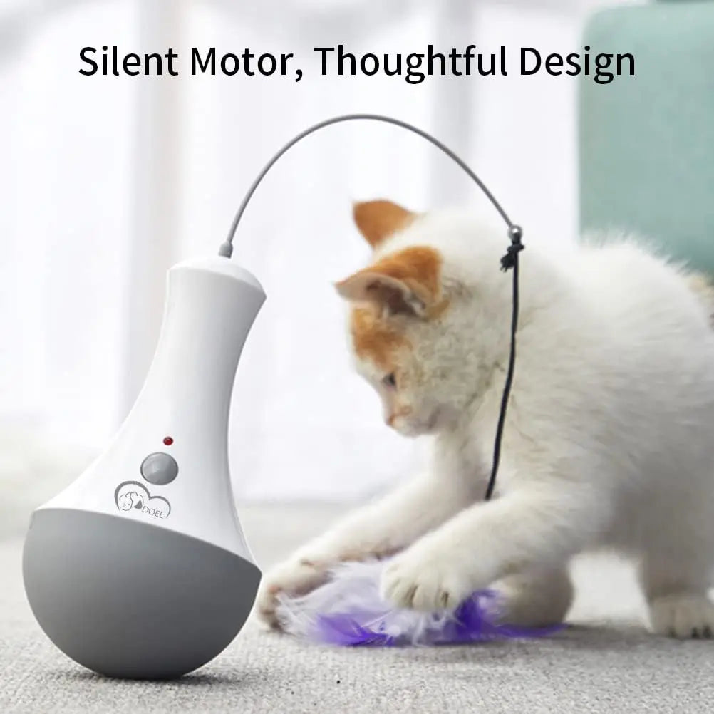 Cat Automatic Feather Teaser Toy for Indoor Interactive Play