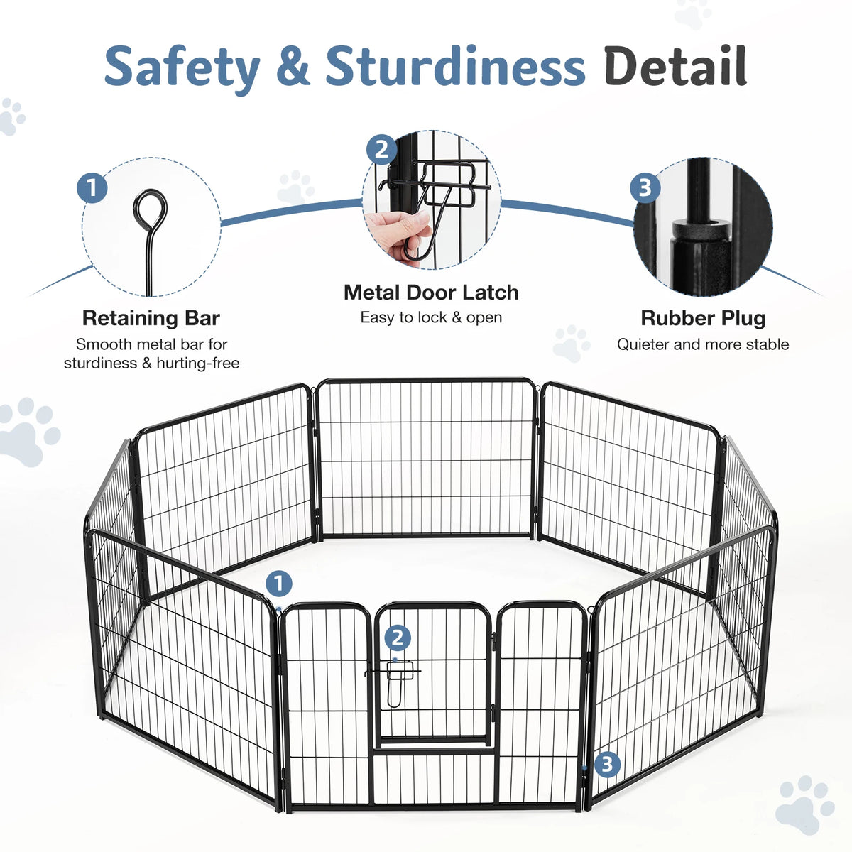 JHK Metal 8 Panel Dog Playpen Foldable Exercise Fence Yard