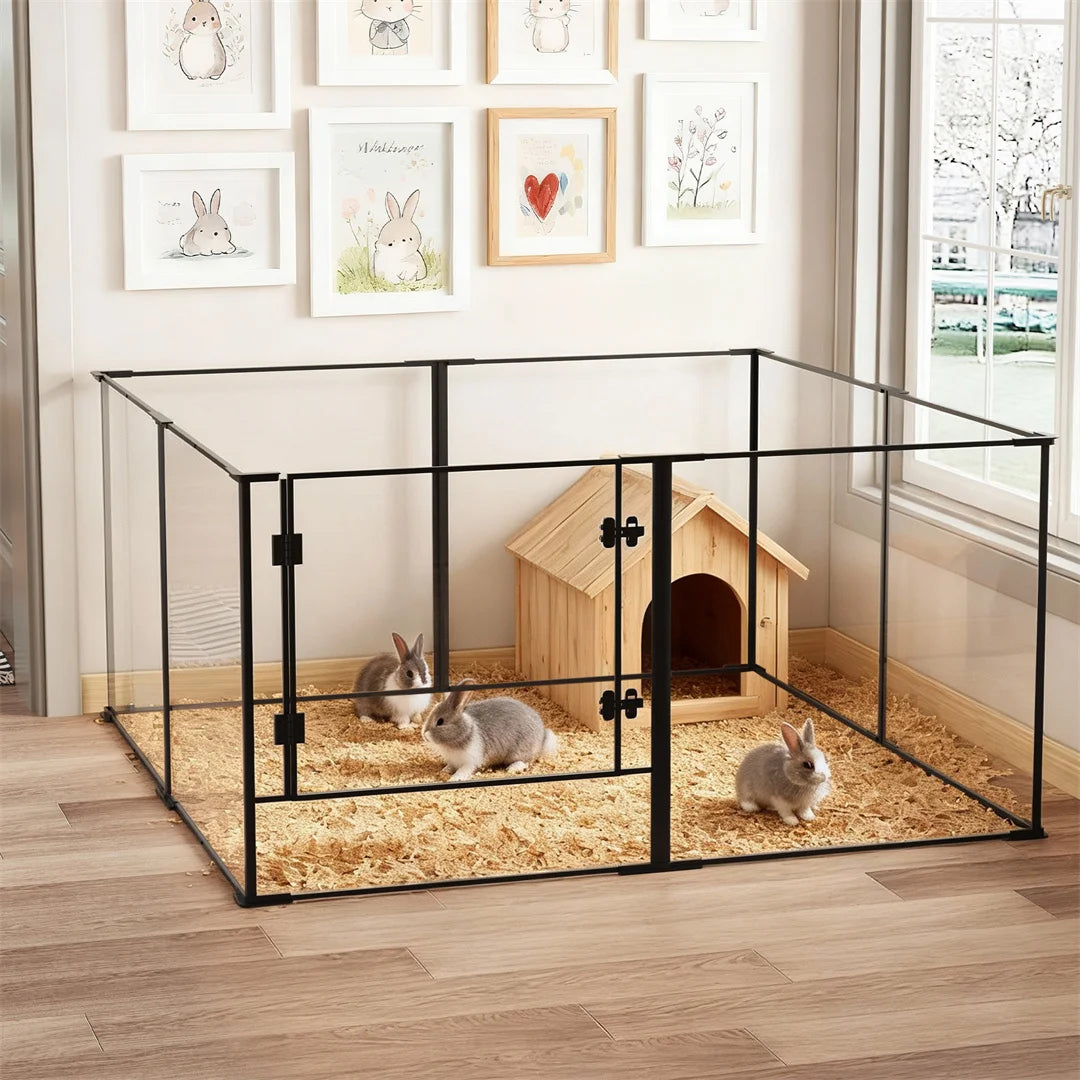 BINGOPAW 8 Panels Acrylic Dog Playpen Indoor Exercise Fence