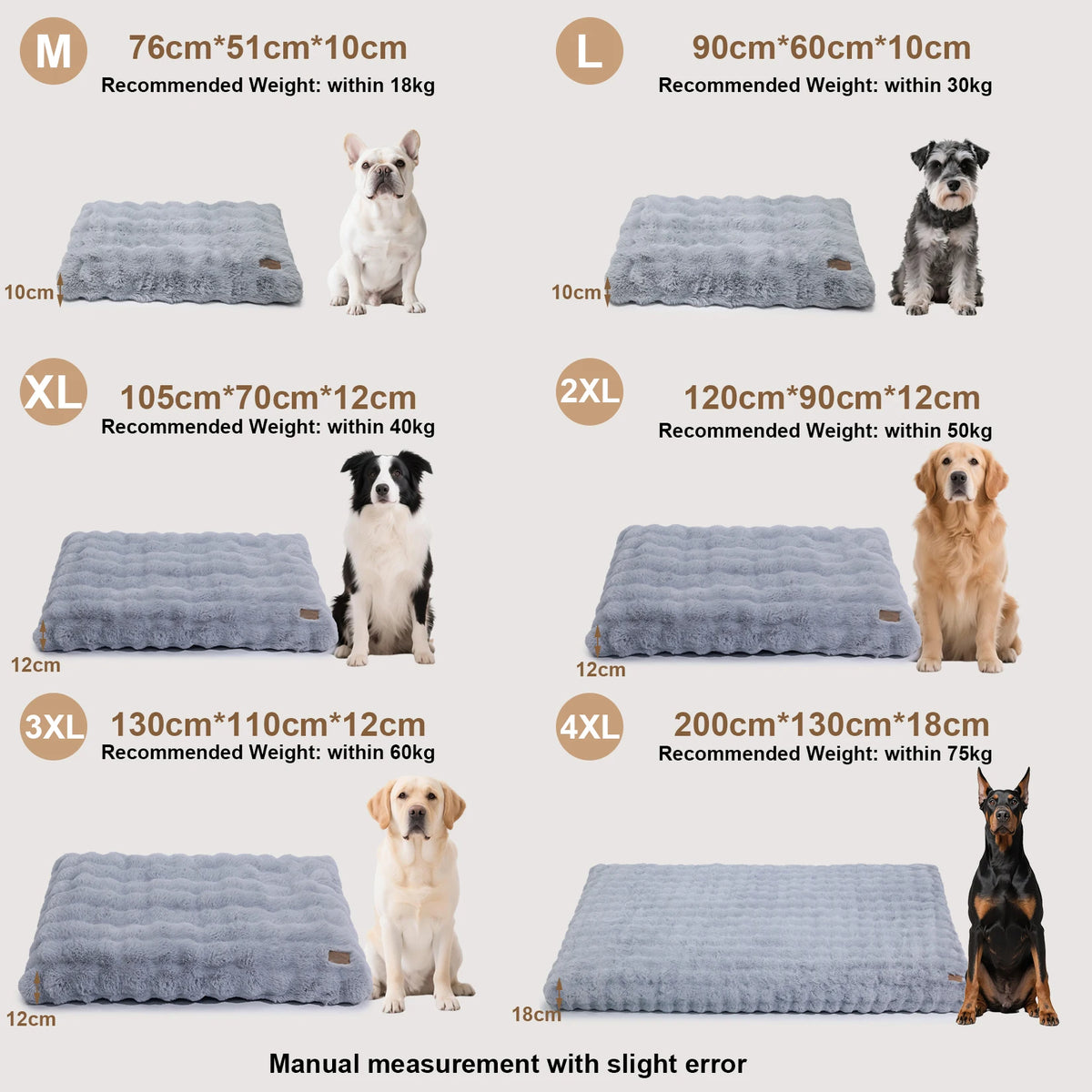 BORWART Ultra Plush Washable Dog Bed With Removable Soft Cover