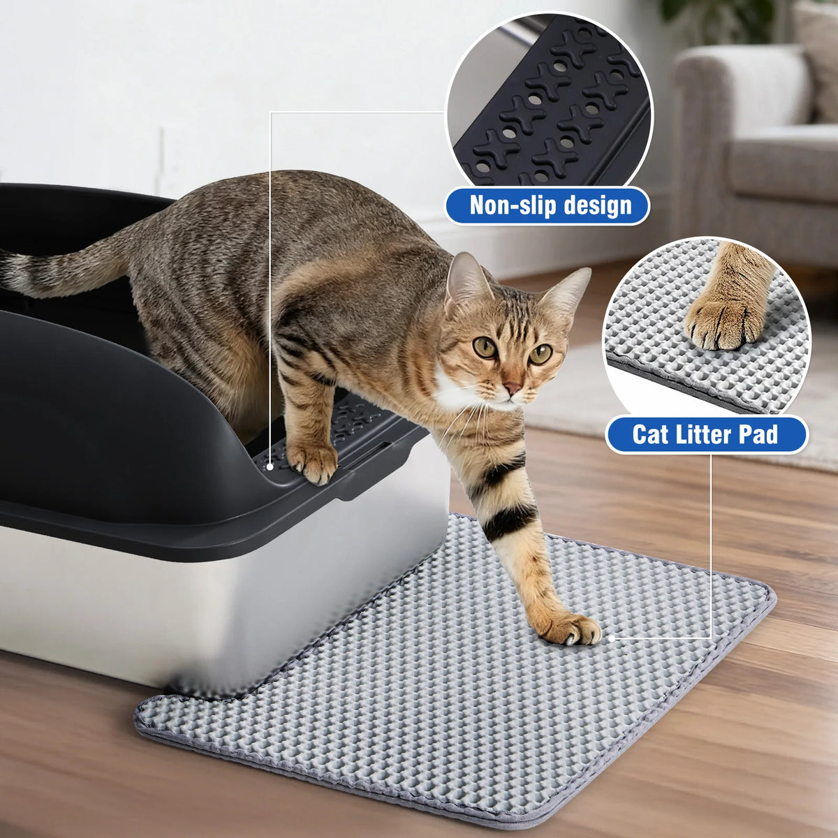 Stainless Steel Cat Litter Box Lid Scoop And Mat Included