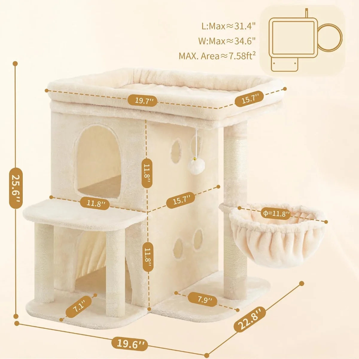 NBVCX Cat Tower With Large Perch Dual Condos And Sisal Posts