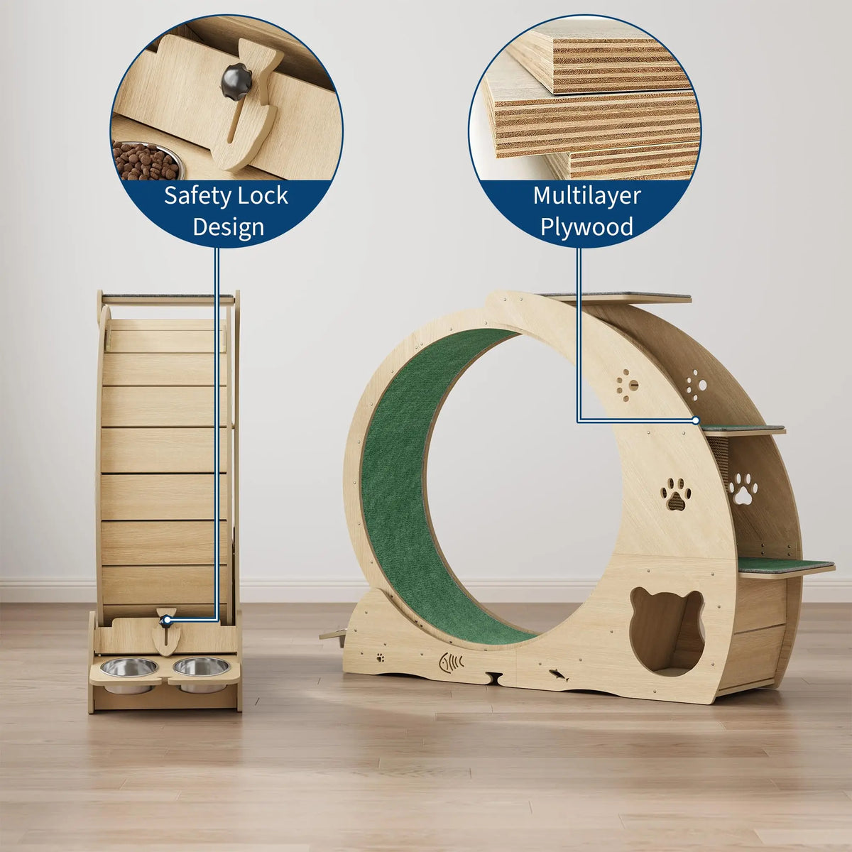 HiMiss Multifunctional Quiet Cat Exercise Wheel With Scratch Post
