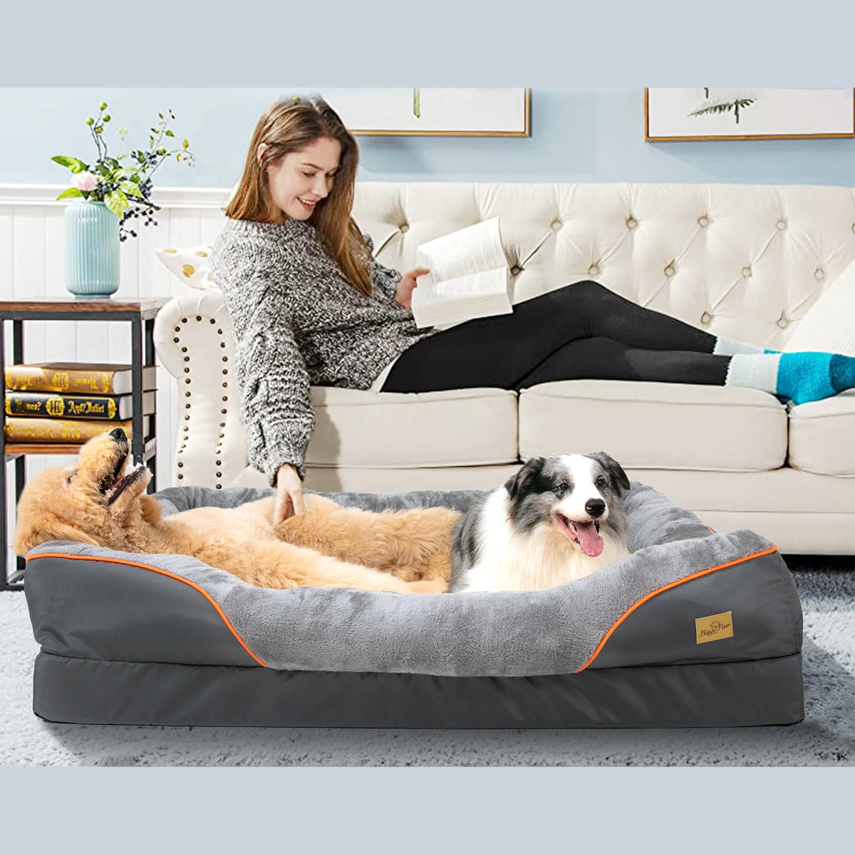 BINGOPAW Dog Bed Soft Anti Allergy Removable Washable Waterproof Cover