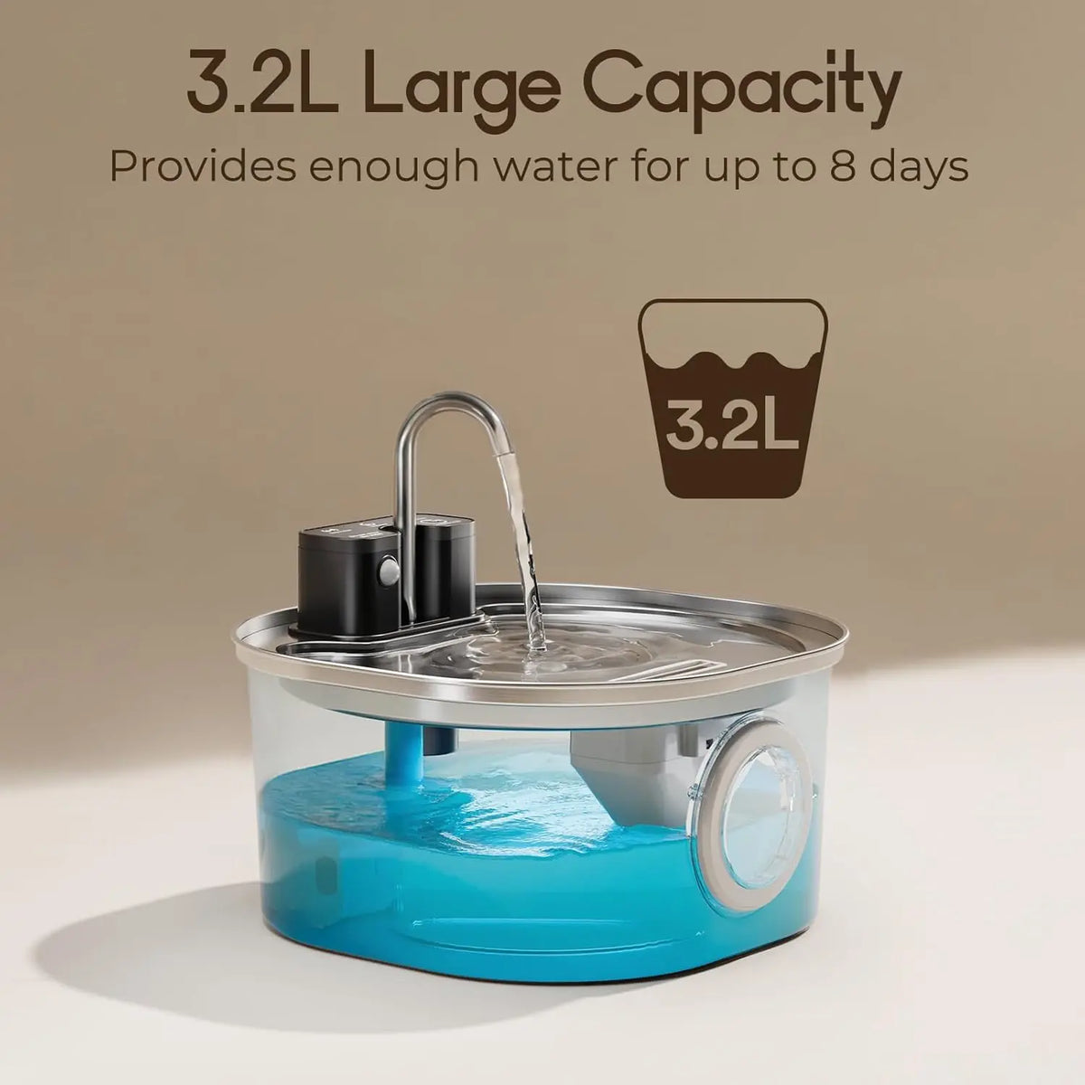 Automatic Stainless Steel Pet Water Fountain With Motion Sensor