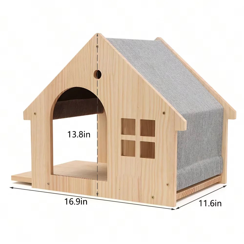 Wood Wall Mounted Cat Condo Villa Climbing Shelf For Cats