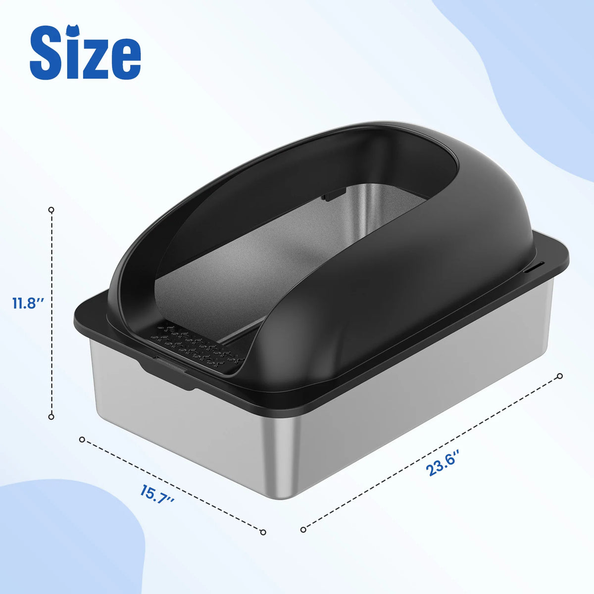 Stainless Steel Cat Litter Box Lid Scoop And Mat Included