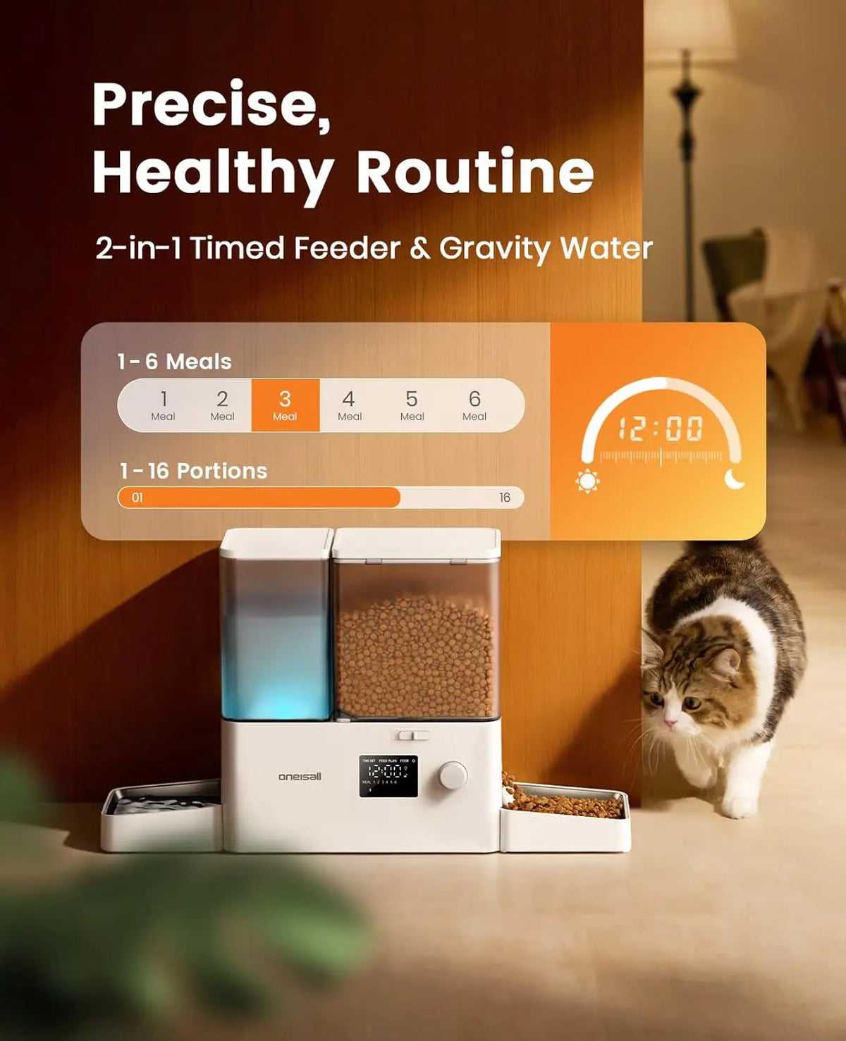 2-In-1 Automatic Cat Feeder And Water Dispenser Timed For Dry Food