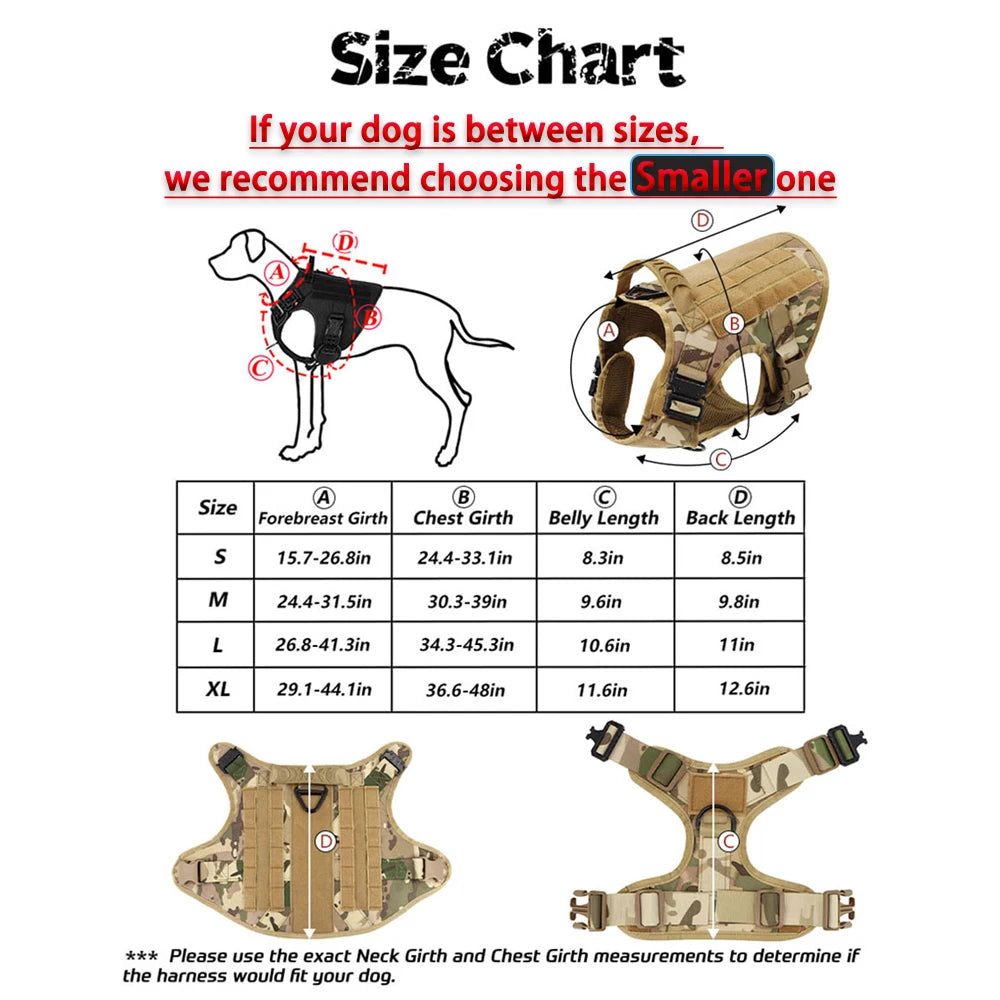 Tactical Dog Harness Leash No Pull Vest For Large Dogs