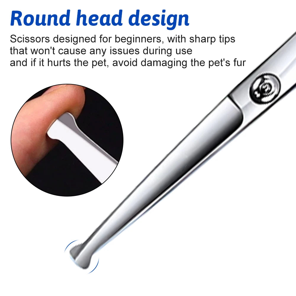 Stainless Steel Dog Grooming Scissors 7 in 1 Safety Tip