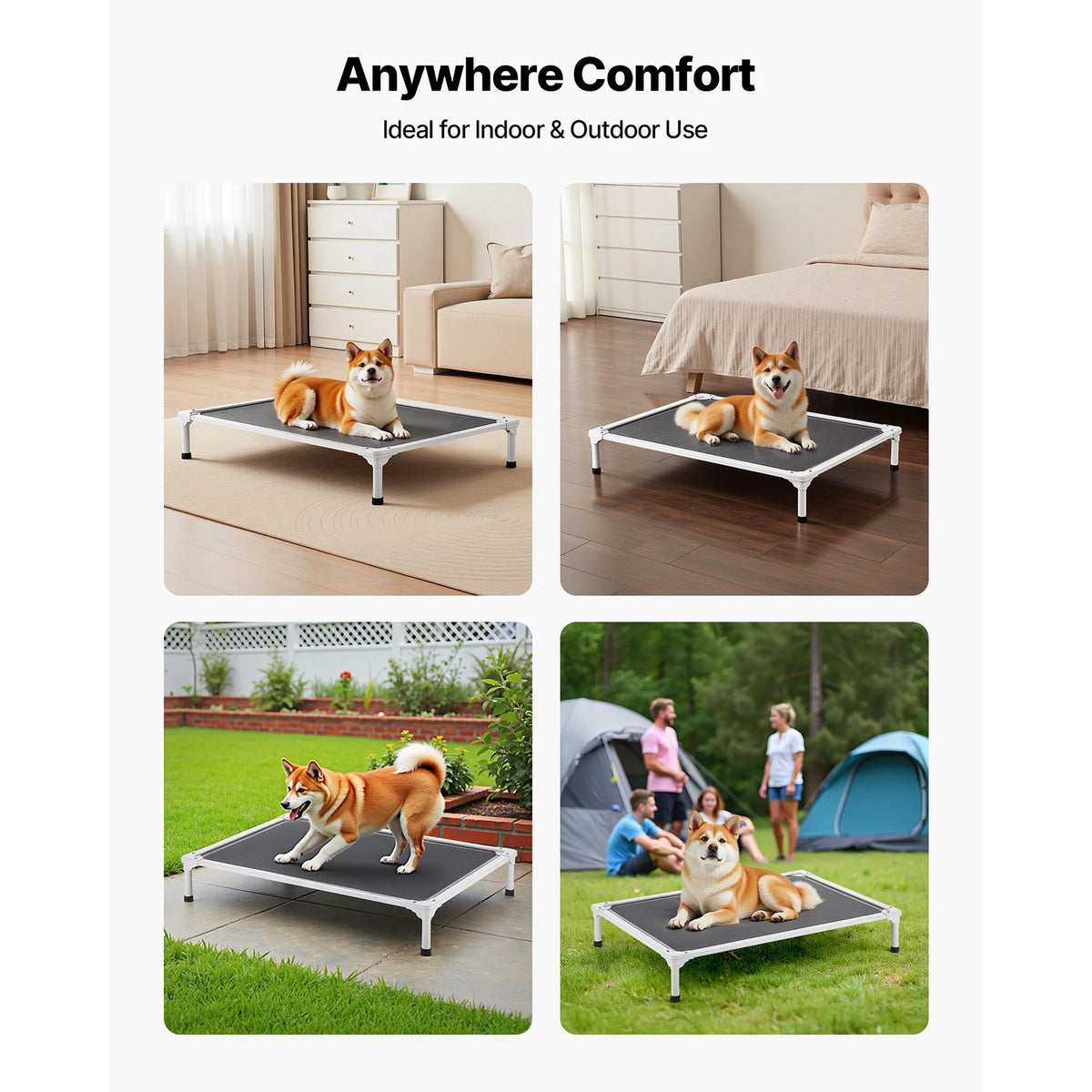 SucceBuy Elevated Dog Bed with Aluminum Frame and Breathable Mesh